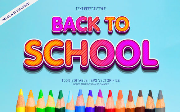 Back to School Colorful Text Effects: Creative EPS Graphics