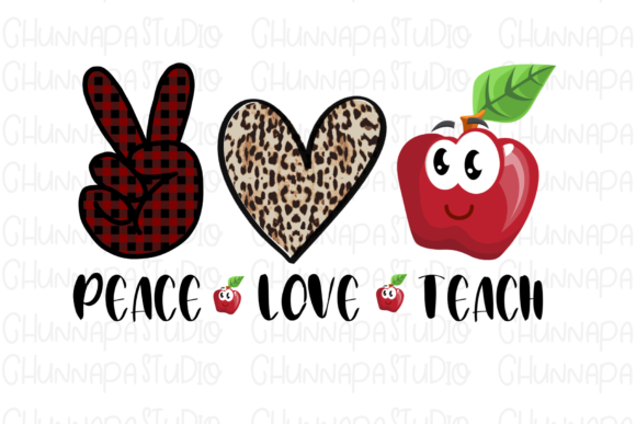 Peace Love Teach Png, Back to School Png